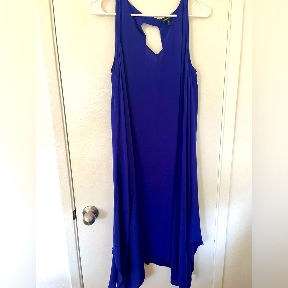 Eileen Fisher 100% silk blue dress